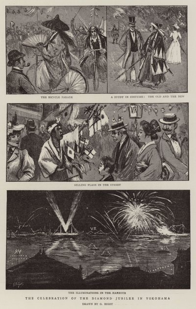 The Celebration of the Diamond Jubilee in Yokohama by Georges Ferdinand Bigot